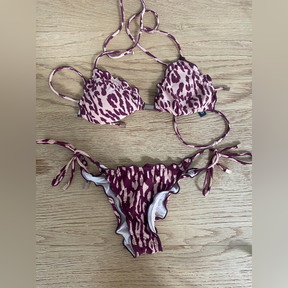 Vix Swimwear Ripple Bikini Set Brazilian Bottom Size S